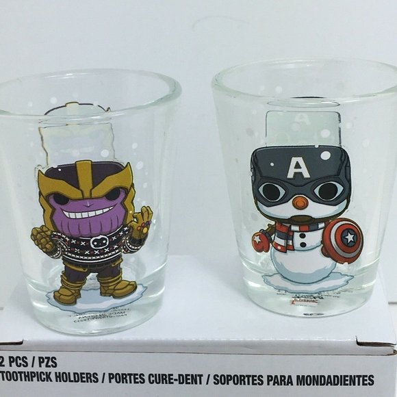 Funko Marvel Shot Glasses Toothpick Holder Thanos Captain America Snowman X-Mas - Picture 10 of 12